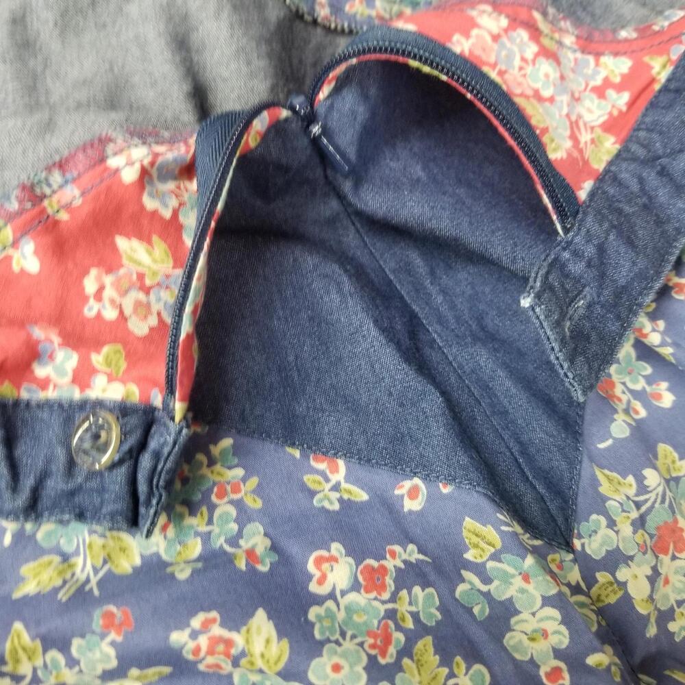 Crazy‎ Horse Cottage Floral Chambray Skirt Womens 14 Blue Pink - Picture 8 of 11
